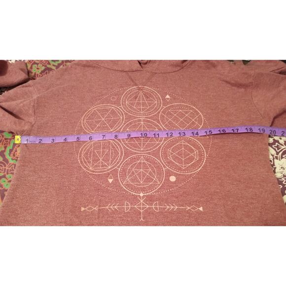 Zoe + Liv Women's Hoodie Geometric Symbols Burgundy Pullover Sweatshirt SZ M - Picture 6 of 6